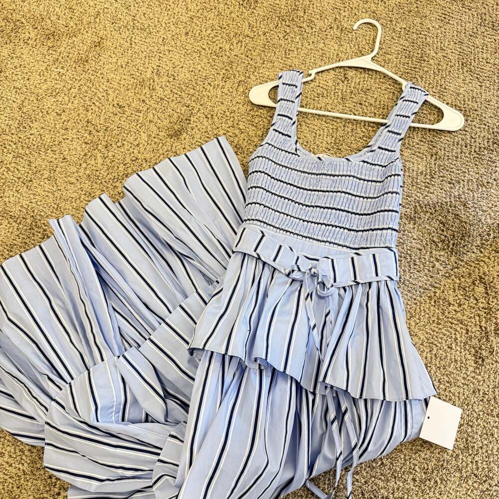 Petal & Pup Waverly Maxi Dress in Blue Stripe with Smocked Bodice Sz. XS - Picture 9 of 10